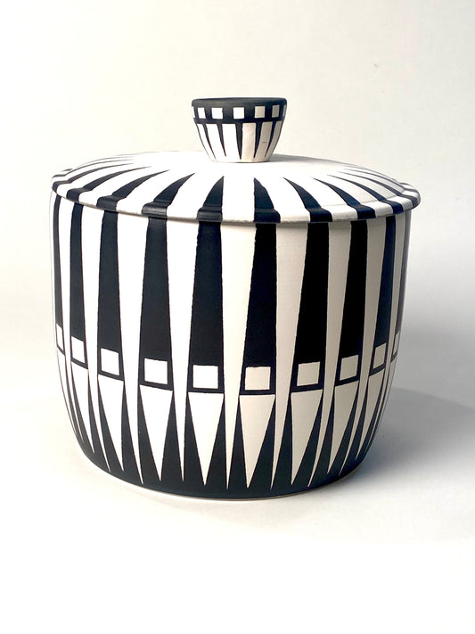 Black and White Graphic Lidded Jar